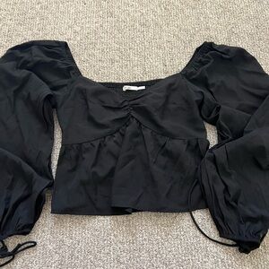 Black Puff Long Sleeve Blouse